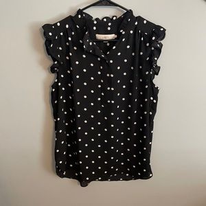LOFT black with white polka dots tank top.